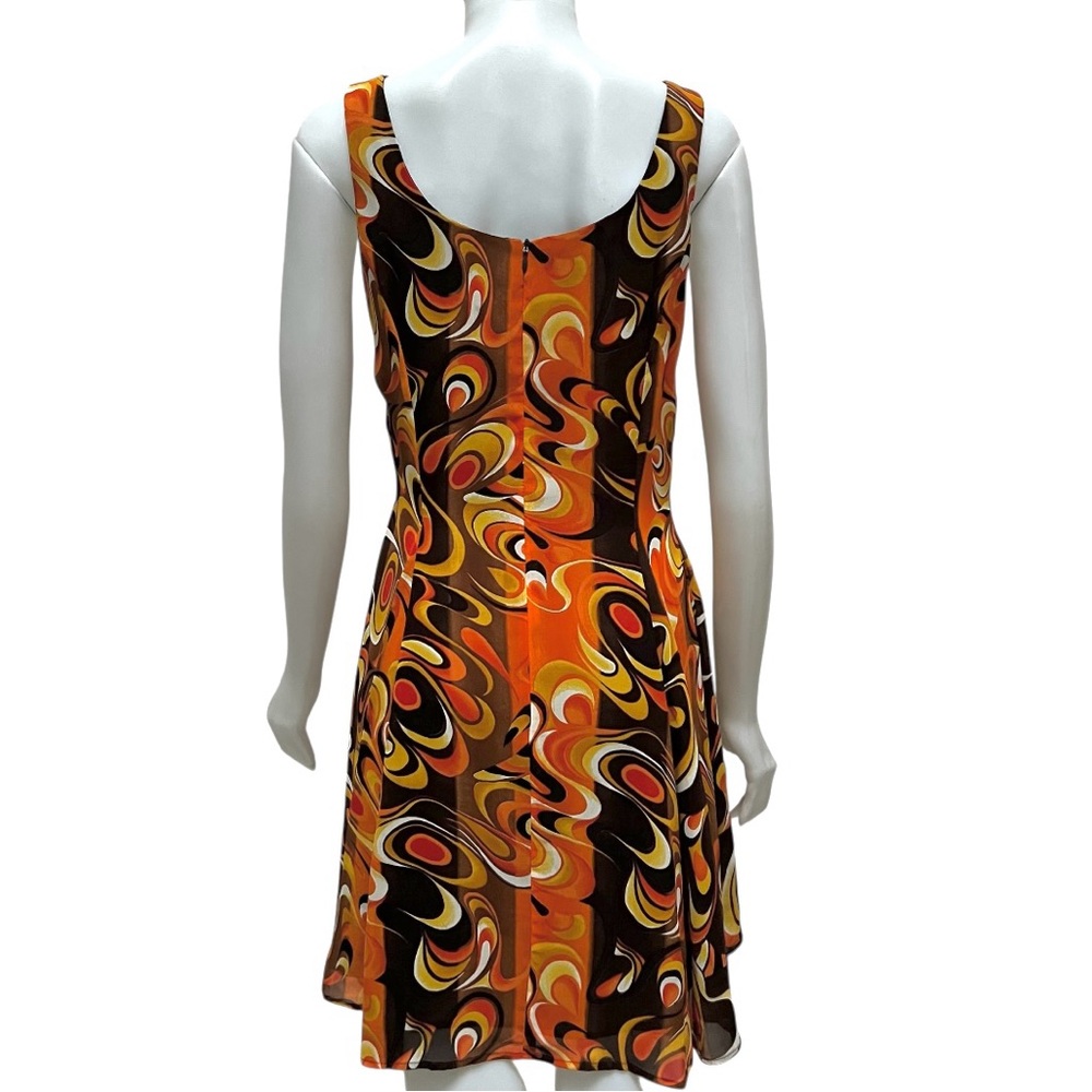Vintage Psychedelic Orange Mini Sundress Wimsygoth Fairy Fit & Flair Artsy 90's - Picture 11 of 17